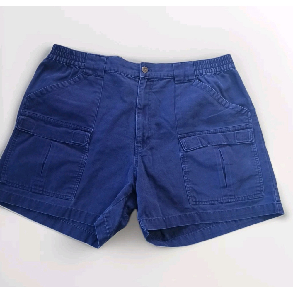Cabelas Mens Cargo Shorts Navy 40 Elastic Waist Canvas Hiking